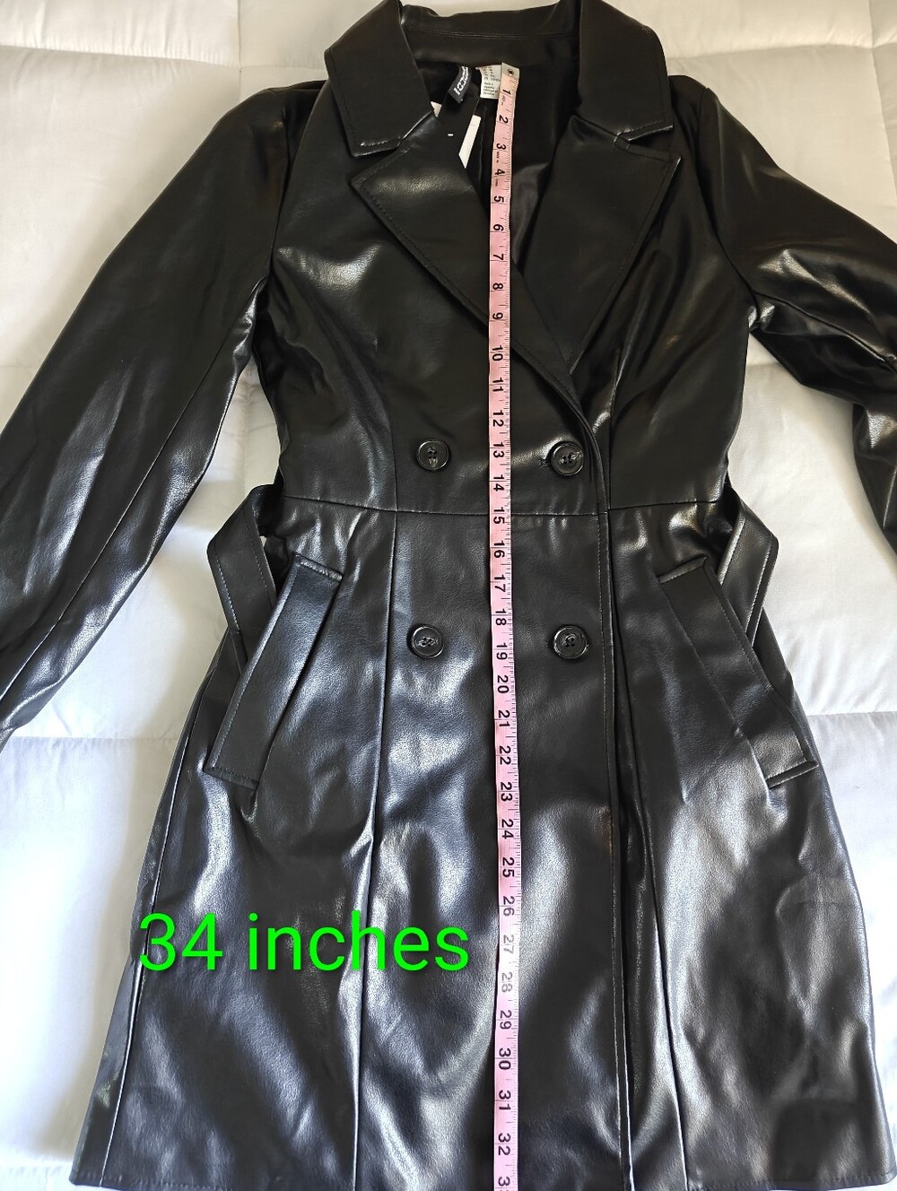 H&M Vegan Leather Trench Coat - Picture 10 of 12